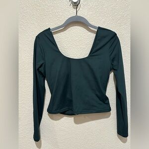 Fabletics Oasis Dark Green Long Sleeve Workout top -NWOT